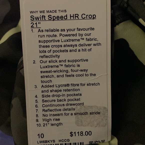 Lululemon swift speed hr crop 21” - Picture 8 of 8